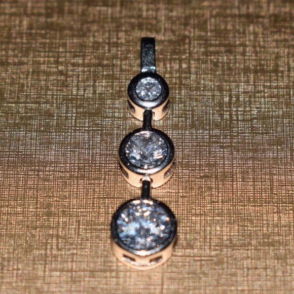 Three Round Stones Sterling Silver Pendant - Picture 1 of 5